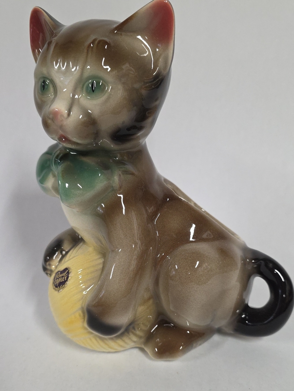 Vintage Royal Copley Cat Kitten Ceramic Planter - Glossy Finish